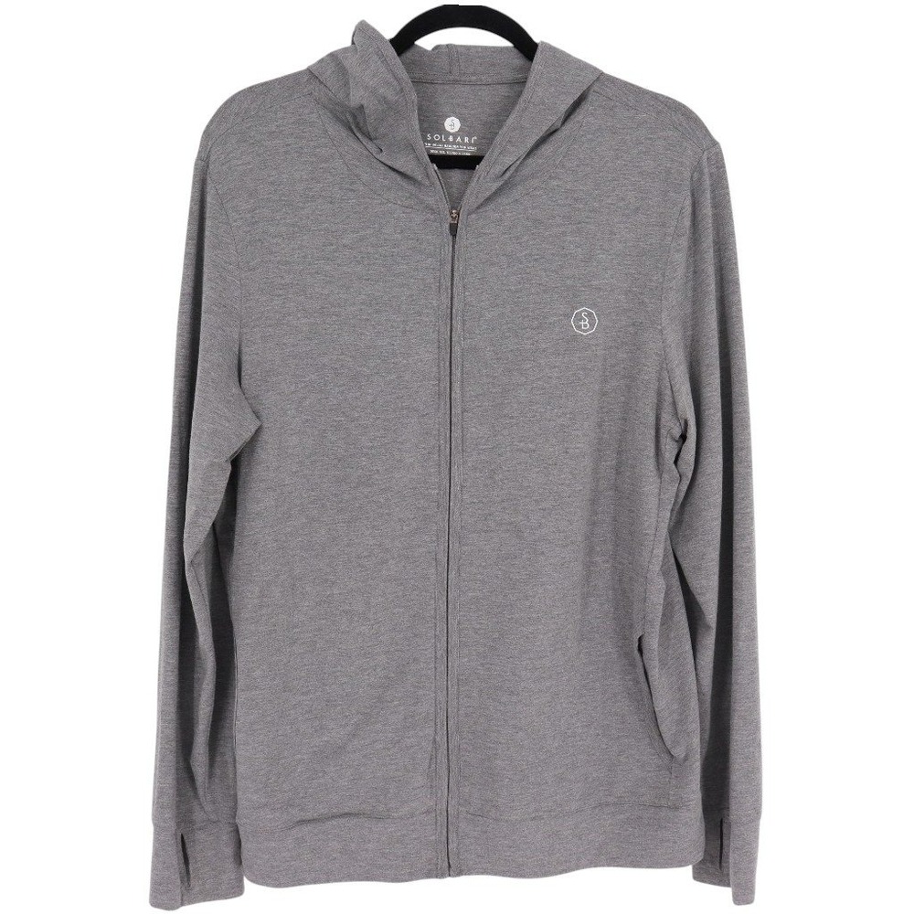 Solbari Womens XL Gray UPF50+ Bamboo Cotton Full Zip Sun Protection Hoodie